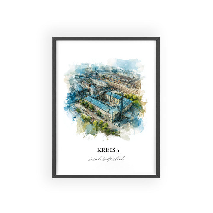 Kreis 5 Zurich Wall Art, Zurich Print, Zurich Watercolor Art, Zurich Switzerland Gift, Zurich Travel Print, Travel Poster, Housewarming Gift