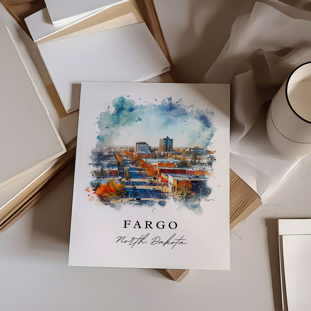 Fargo ND wall art - North Dakota, Fargo print, Fargo North Dakota Wedding gift, Birthday present, Custom Text, Perfect Gift