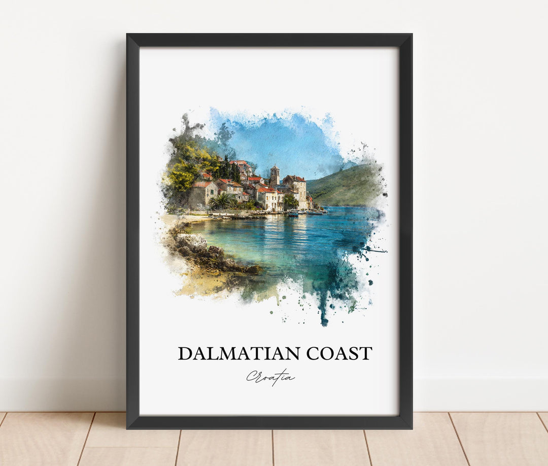 Dalmatian Coast Art, Dalmatian Coast Print, Croatia Watercolor, Dalmatian Coast Gift, Croatia Travel Print, Travel Poster, Housewarming Gift