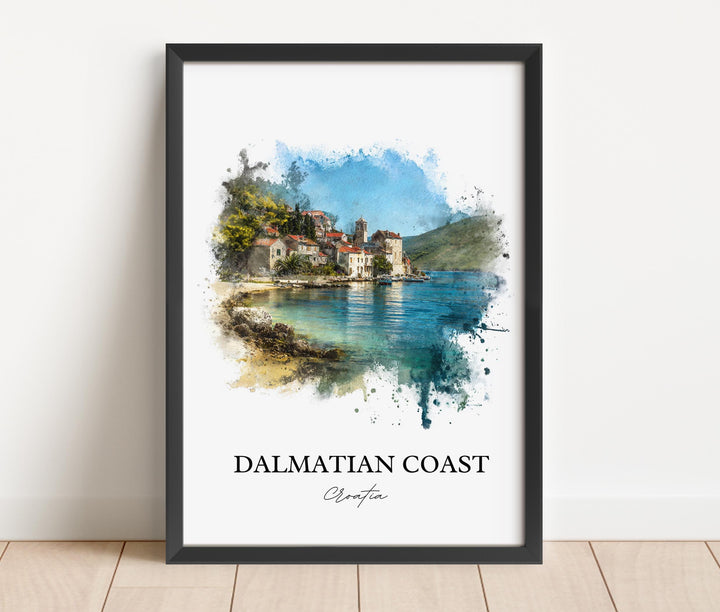 Dalmatian Coast Art, Dalmatian Coast Print, Croatia Watercolor, Dalmatian Coast Gift, Croatia Travel Print, Travel Poster, Housewarming Gift