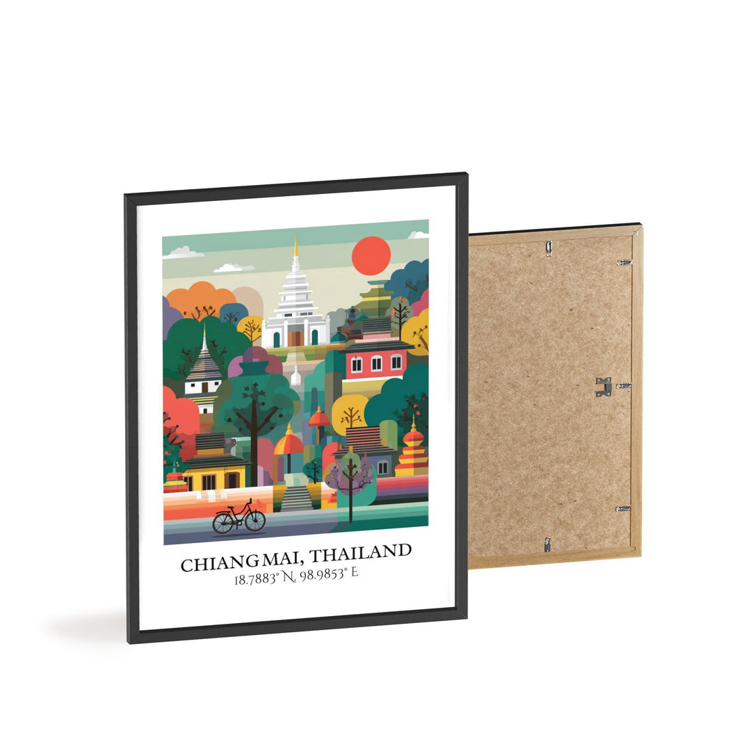 Chiang Mai Art, Chiang Mai Retro Travel Art, Chiang Mai Home Decor, Chiang Mai Gift, Thailand Travel Art, Travel Prints, Housewarming Gift