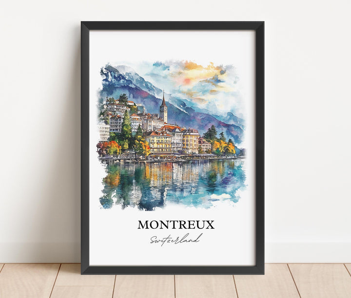 Montreux Travel Print Wall Art Montreux Wall Hanging Home Décor Montreux Gift Art Lovers Switzerland Art Lover Gift Montreux Poster