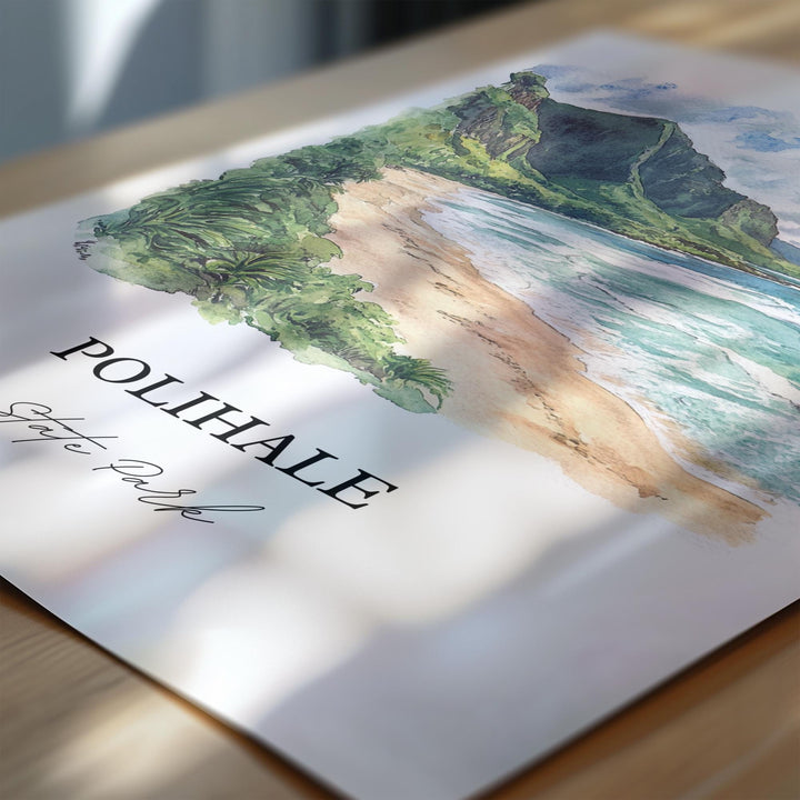 Polihale State Park Wall Art, Kauai Print, Kauai Watercolor Art, Polihale Hawaii Gift, Travel Print, Travel Poster, Housewarming Gift