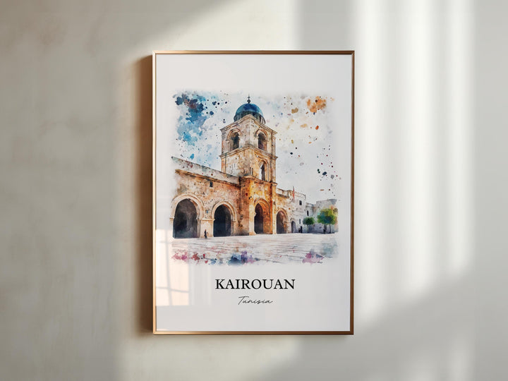 Kairouan Wall Art, Kairouan Print, Tunisia Watercolor Art, Kairouan Gift, Travel Print, Travel Poster, Housewarming Gift