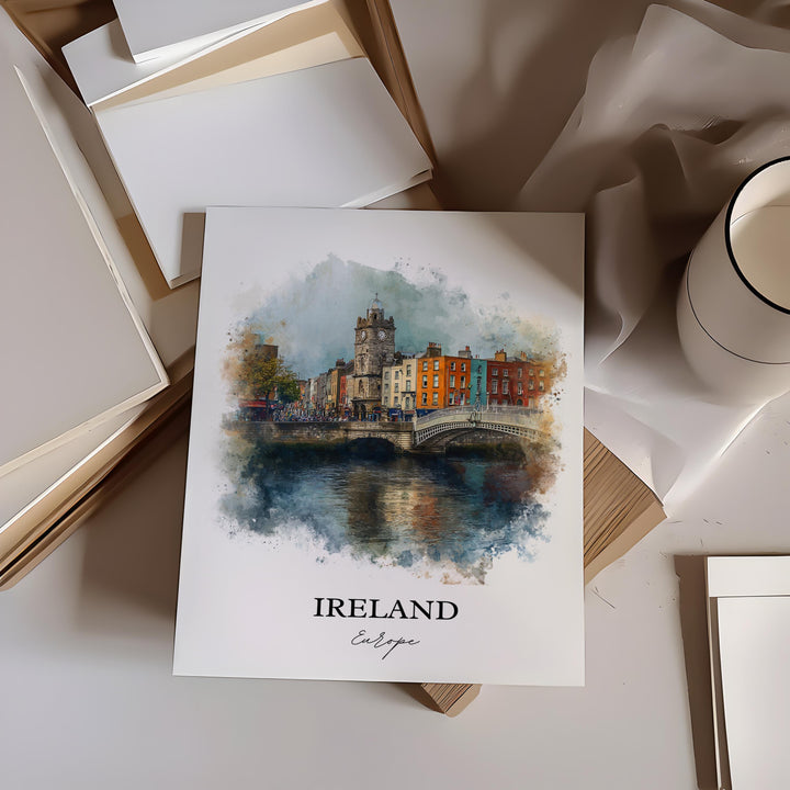 Ireland Wall Art, Ireland Print, Ireland Watercolor Art, Ireland Country Gift, Travel Print, Travel Poster, Housewarming Gift