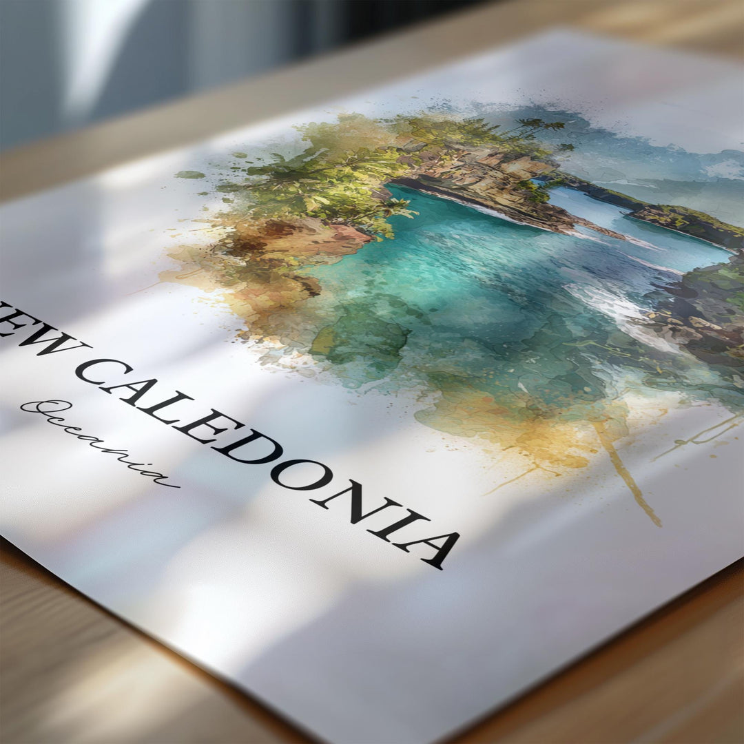 New Caledonia Wall Art, New Caledonia Print, Oceania Watercolor Art, New Caledonia Gift, Travel Print, Travel Poster, Housewarming Gift