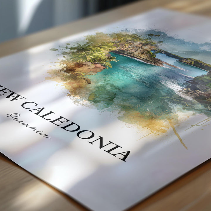 New Caledonia Wall Art, New Caledonia Print, Oceania Watercolor Art, New Caledonia Gift, Travel Print, Travel Poster, Housewarming Gift