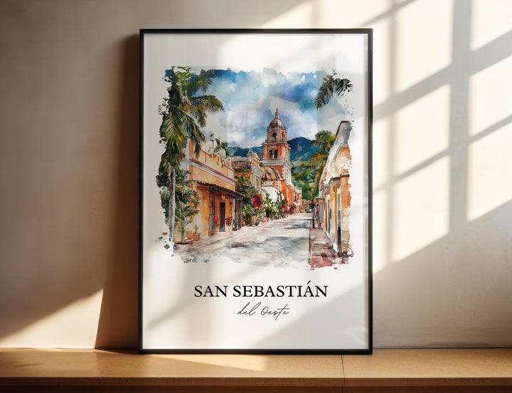 San Sebastián del Oeste Wall Art, Jalisco Print, Mexico Watercolor Art, Jalisco Gift, Travel Print, Travel Poster, Housewarming Gift