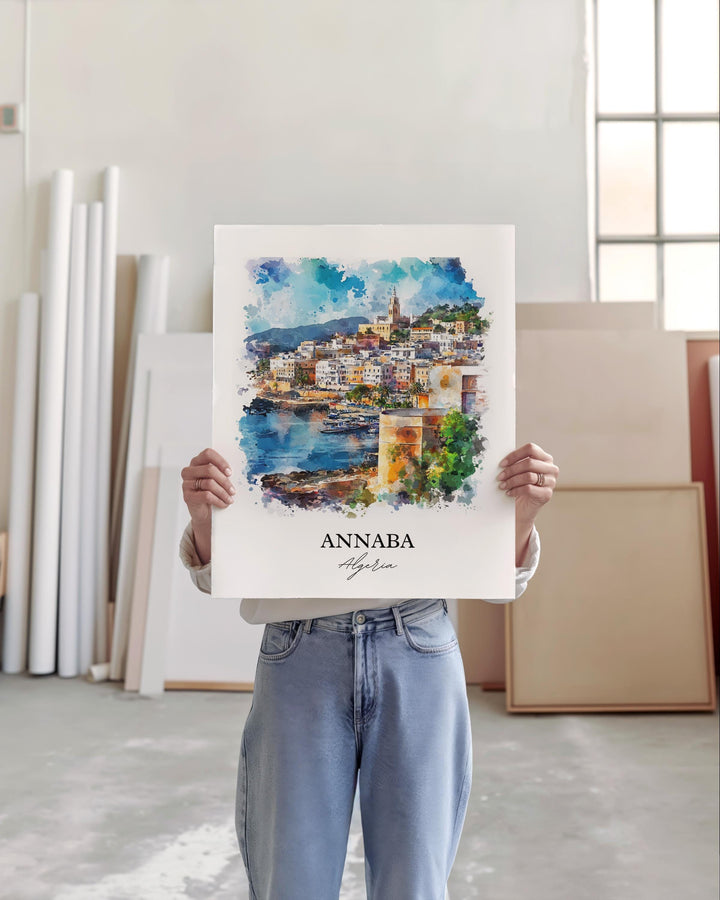 Annaba Algeria Wall Art, Annaba Print, Algeria Watercolor Art, Annaba Algeria Gift, Travel Print, Travel Poster, Housewarming Gift