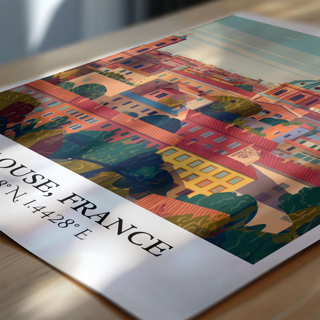 Toulouse France Art, Toulouse Retro Travel Art, Toulouse France Decor, France Gift, France Travel Art, Travel Prints, Housewarming Gift