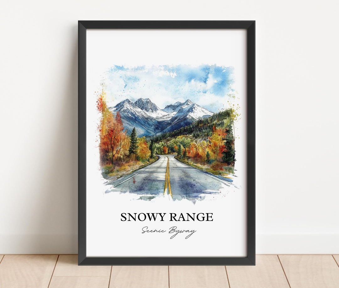 Snowy Range Scenic Byway Wall Art, Laramie Print, Wyoming Watercolor Art, Snowy Range Gift, Travel Print, Travel Poster, Housewarming Gift
