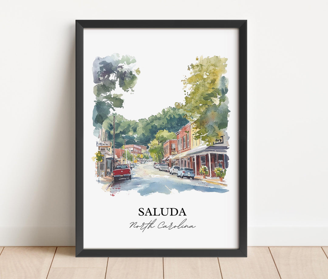 Saluda NC Wall Art, Polk County NC Print, North Carolina Watercolor Art, Saluda NC Gift, Travel Print, Travel Poster, Housewarming Gift