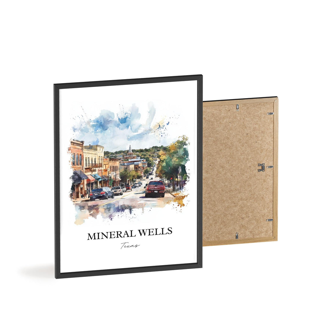 Mineral Wells TX Wall Art, Palo Pinto County Print, Texas Watercolor Art, Mineral Wells Gift, Travel Print, Travel Poster, Housewarming Gift