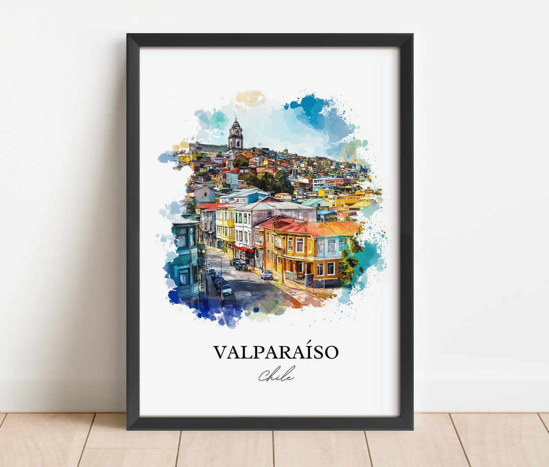 Valparaíso Wall Art, Valparaíso Print, Chile Watercolor Art, Valparaíso Chile Gift, Travel Print, Travel Poster, Housewarming Gift
