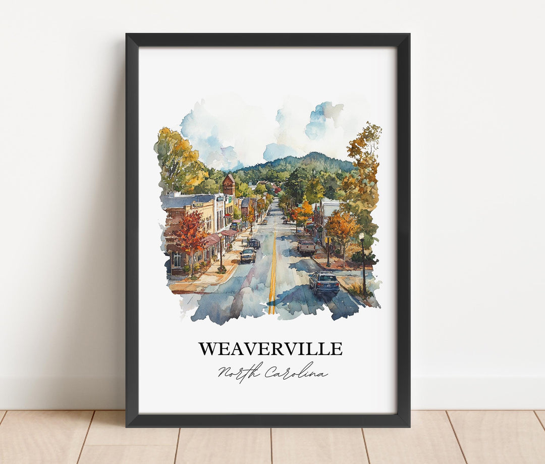 Weaverville NC Wall Art, Buncombe County Print, North Carolina Artwork, Weaverville Gift, Travel Print, Travel Poster, Housewarming Gift