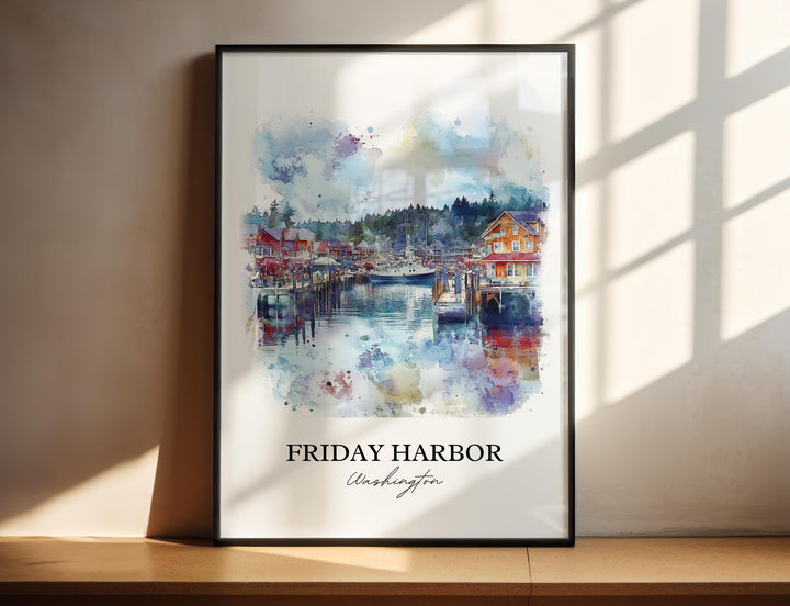 Friday Harbor Wall Art, San Juan Island Print, Washington St Artwork, Friday Harbor WA Gift, Travel Print, Travel Poster, Housewarming Gift