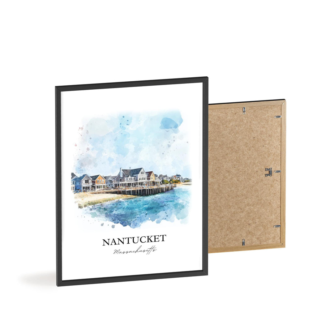 Nantucket Wall Art, Nantucket Print, Nantucket Watercolor Art, Nantucket MA Gift, Travel Print, Travel Poster, Housewarming Gift