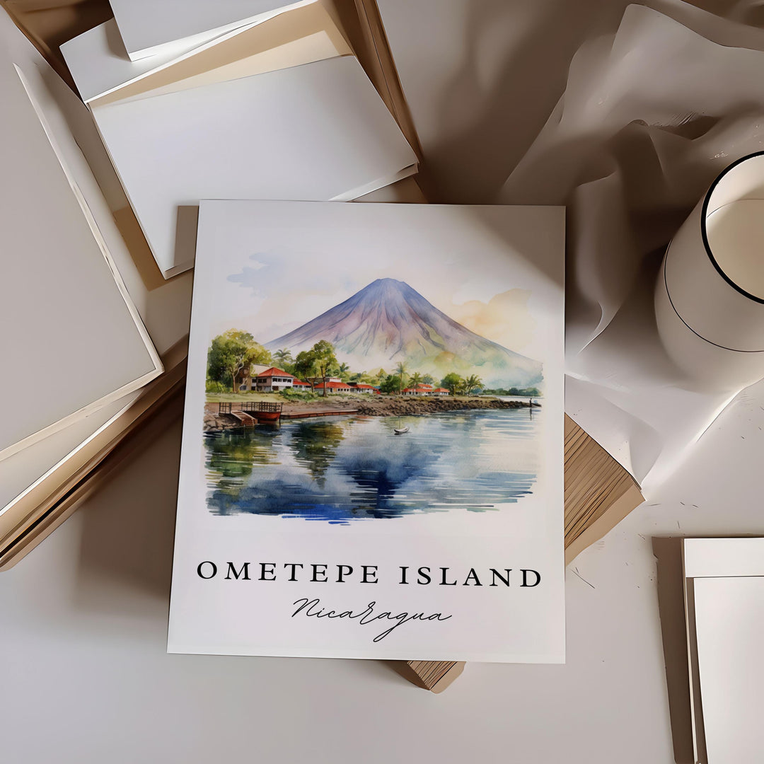 Ometepe Island wall art - Nicaragua, Ometepe poster, Lake Nicaragua Wedding gift, Birthday present, Custom Text, Personalized Gift