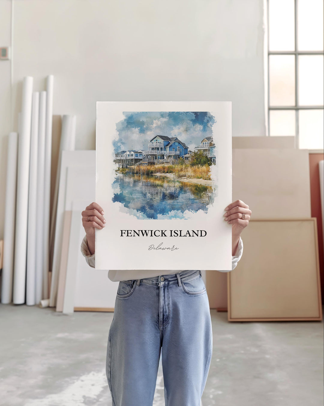 Fenwick Island Art, Sussex County DE Print, Delaware Watercolor Art, Fenwick Island DE Gift, Travel Print, Travel Poster, Housewarming Gift