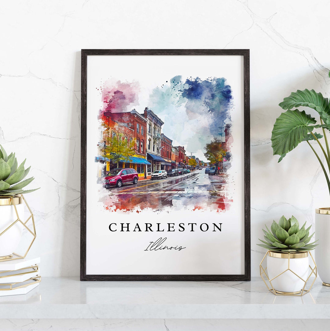 Charleston Illinois wall art - IL, Charleston print, Charleston IL gift, Birthday present, Custom Text, Perfect Gift