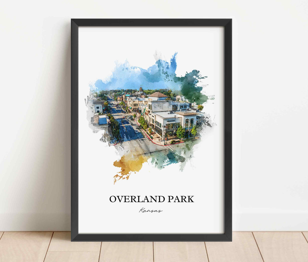 Overland Park, Kansas Wall Art, Kansas Print, Overland Park Watercolor Art, Johnson County Gift, Travel Print, Travel Poster, Housewarming Gift