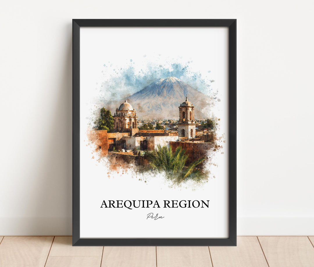 Arequipa Region Wall Art, Peru Print, Peru Watercolor Art, Arequipa Peru Gift, Travel Print, Travel Poster, Housewarming Gift