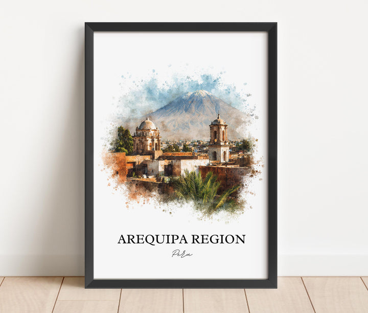 Arequipa Region Wall Art, Peru Print, Peru Watercolor Art, Arequipa Peru Gift, Travel Print, Travel Poster, Housewarming Gift