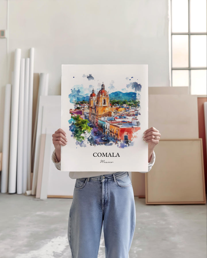 Comala Mexico Wall Art, Colima MX Print, Mexico Watercolor Art, Comala Mexico Gift, Travel Print, Travel Poster, Housewarming Gift