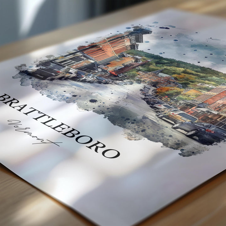 Brattleboro, VT, USA – Watercolor Art Print