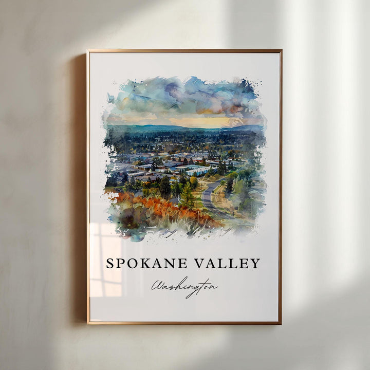 Spokane Valley Art, Spokane Washington Print, Spokane Watercolor Art, Spokane Valley Gift,