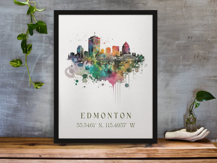 Edmonton traditional travel art - Canada, Edmonton poster, Wedding gift, Birthday present, Custom Text, Personalised Gift