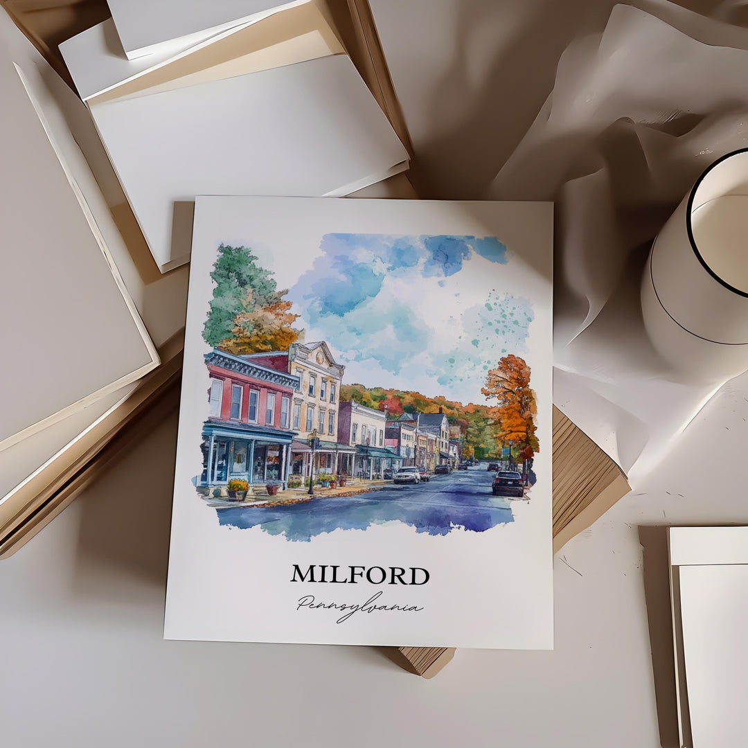Milford PA Wall Art, Pike County PA Print, Pennsylvania Artwork, Milford Pennsylvania Gift, Travel Print, Travel Poster, Housewarming Gift
