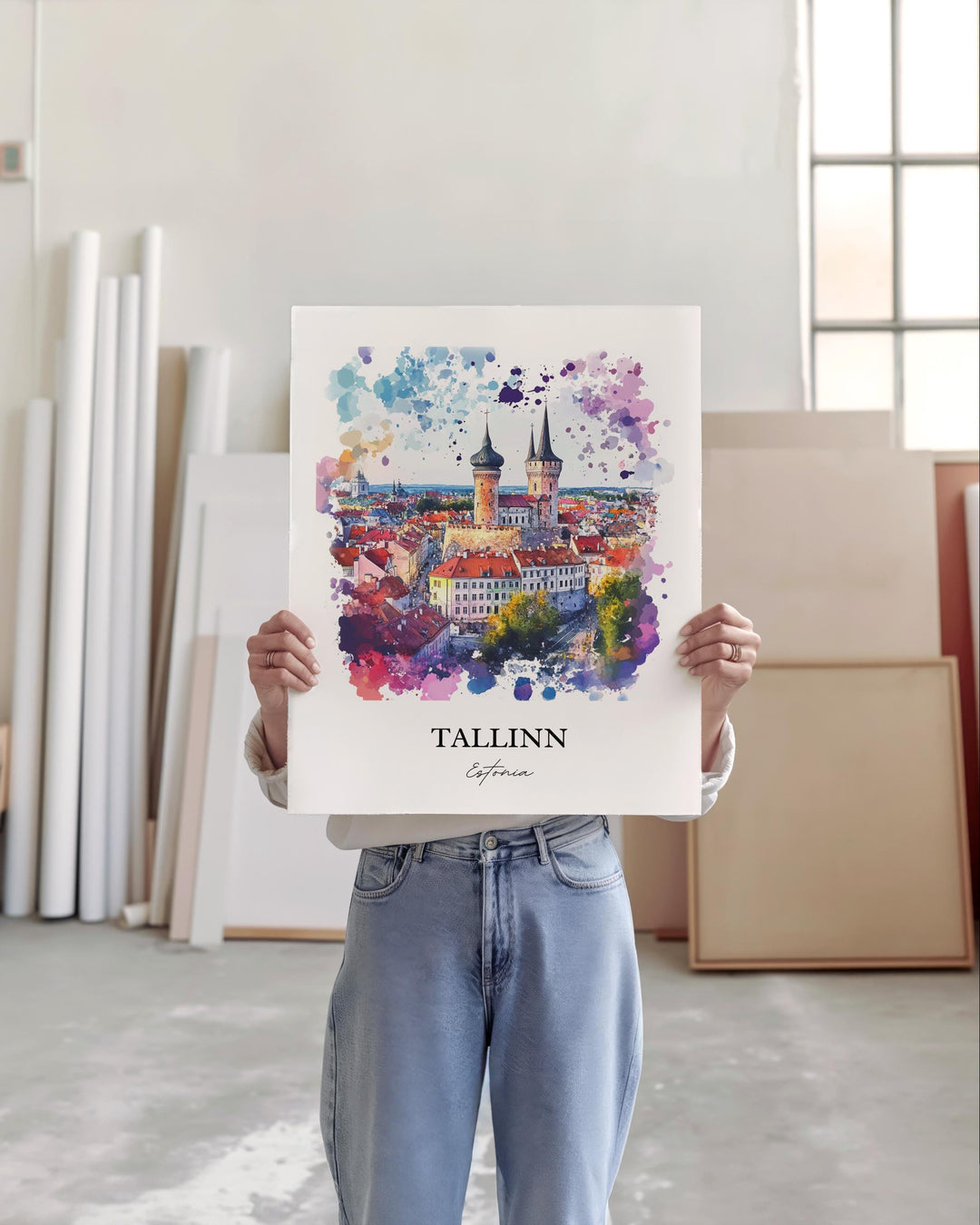Tallinn Wall Art, Tallinn Skyline Print, Estonia Watercolor Art, Tallinn Estonia Gift, Travel Print, Travel Poster, Housewarming Gift