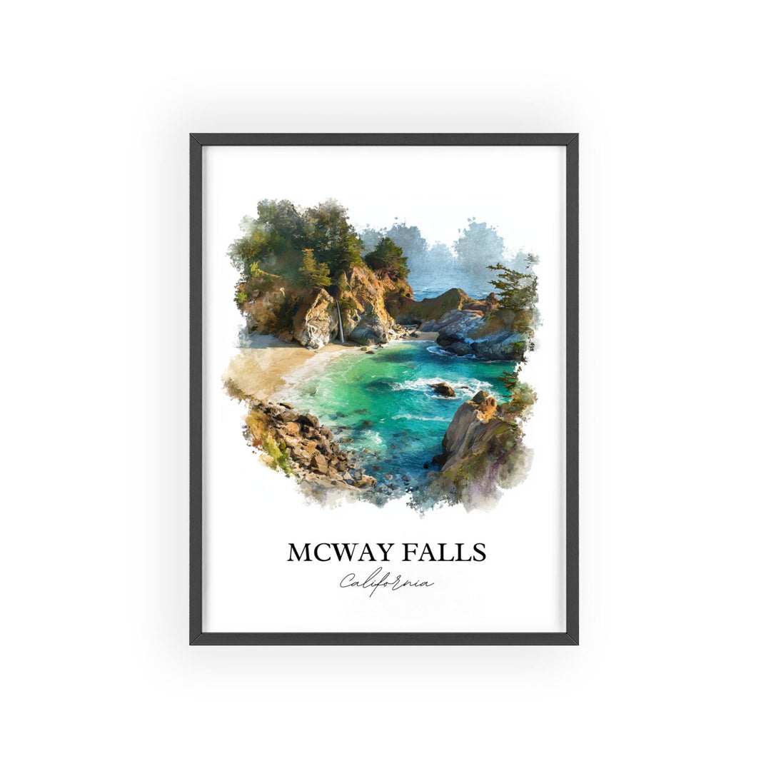 Mcway Falls Wall Art, Big Sur Print, California Watercolor Art, Mcway Falls Gift, Travel Print, Travel Poster, Housewarming Gift