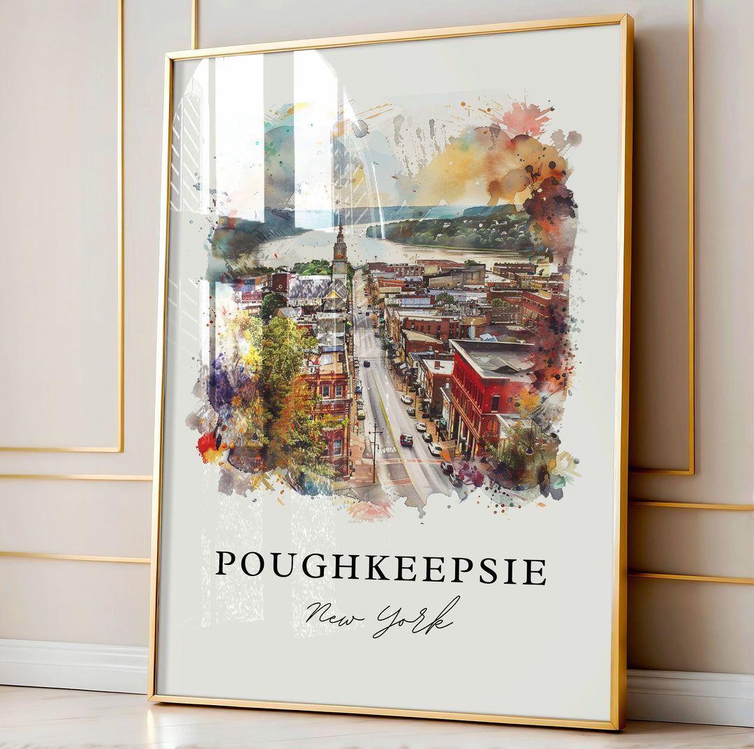 Poughkeepsie NY Wall Art, Dutchess County Print, Dutchess Cty Watercolor, Poughkeepsie Gift,