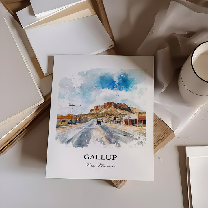 Gallup NM Wall Art, Red Rock Park Print, New Mexico Watercolor Art, Gallup New Mexico Gift, Travel Print, Travel Poster, Housewarming Gift
