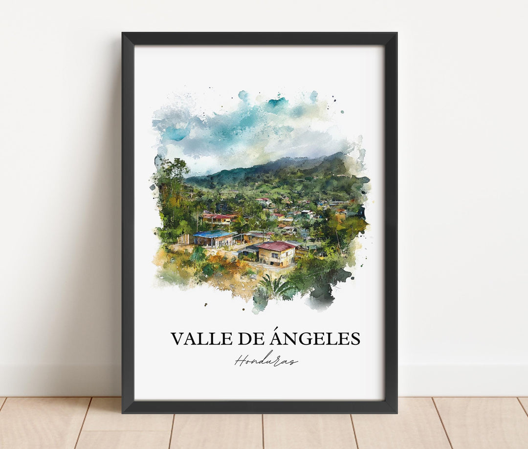 Valle de Ángeles Wall Art, Honduras Print, Honduras Watercolor Art, Valle de Ángeles Gift, Travel Print, Travel Poster, Housewarming Gift