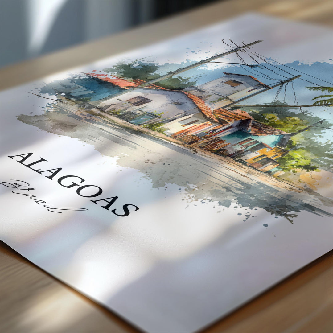 Alagoas Wall Art, Alagoas Print, Alagoas Brazil Watercolor Art, Brazil Gift, Brazil Travel Print, Travel Poster, Housewarming Gift