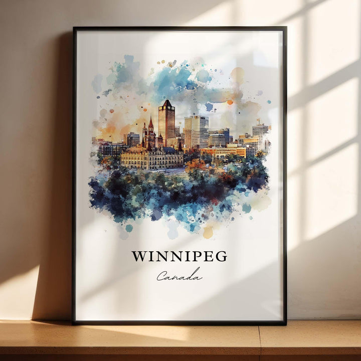 Winnipeg Wall Art, Winnipeg Print, Winnipeg Watercolor Art, Winnipeg Canada Skyline Gift, Travel Print, Travel Poster, Housewarming Gift