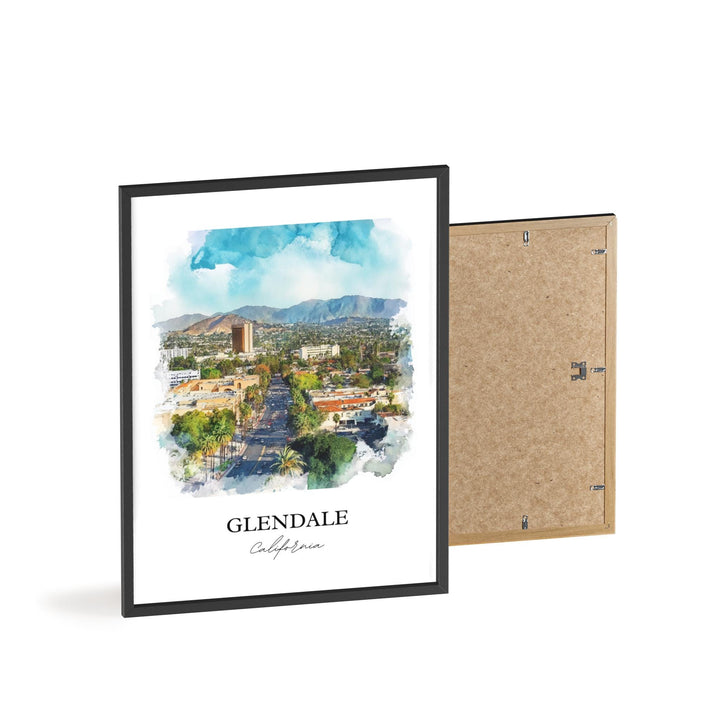 Glendale CA Wall Art, Glendale CA Print, California Watercolor Art, Glendale CA Gift, Travel Print, Travel Poster, Housewarming Gift