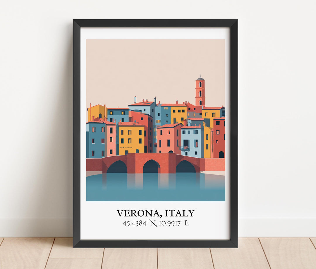 Verona Italy Art, Verona Retro Travel Art, Verona Home Decor, Verona Italy Gift, Italy Travel Art, Travel Prints, Housewarming Gift
