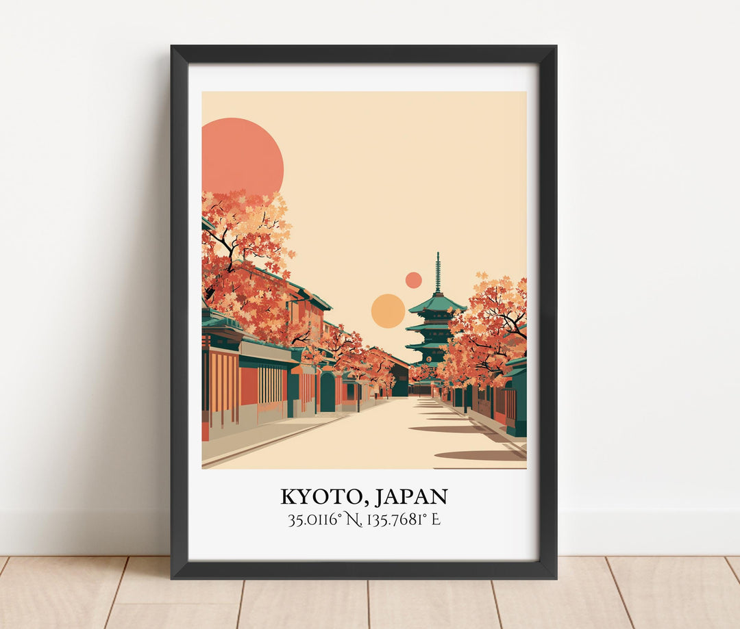 Kyoto Art, Kyoto Retro Travel Art, Kyoto Home Decor, Kyoto Japan Gift, Japan Travel Art, Travel Prints, Housewarming Gift