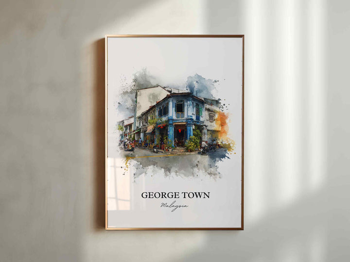 George Town, Malaysia – Watercolor Art Print