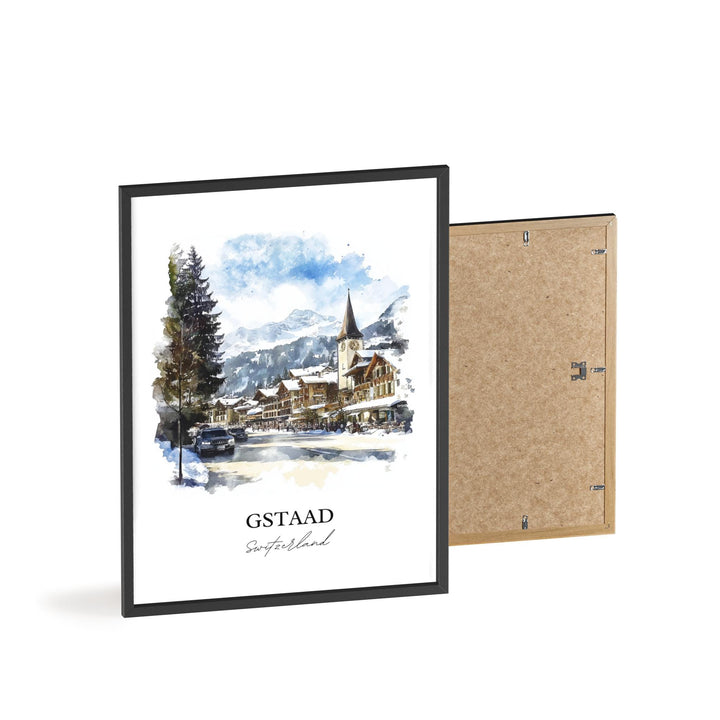 Gstaad Travel Print Wall Art Gstaad Wall Hanging Home Décor Gstaad Gift Art Lovers Switzerland Art Lover Gift Gstaad Switzerland Poster