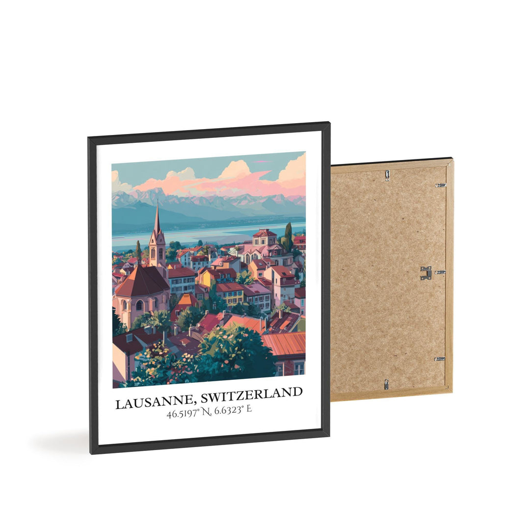 Lausanne Art, Lausanne Retro Travel Art, Switzerland Home Decor, Lausanne Gift, Swiss Travel Art, Travel Prints, Housewarming Gift
