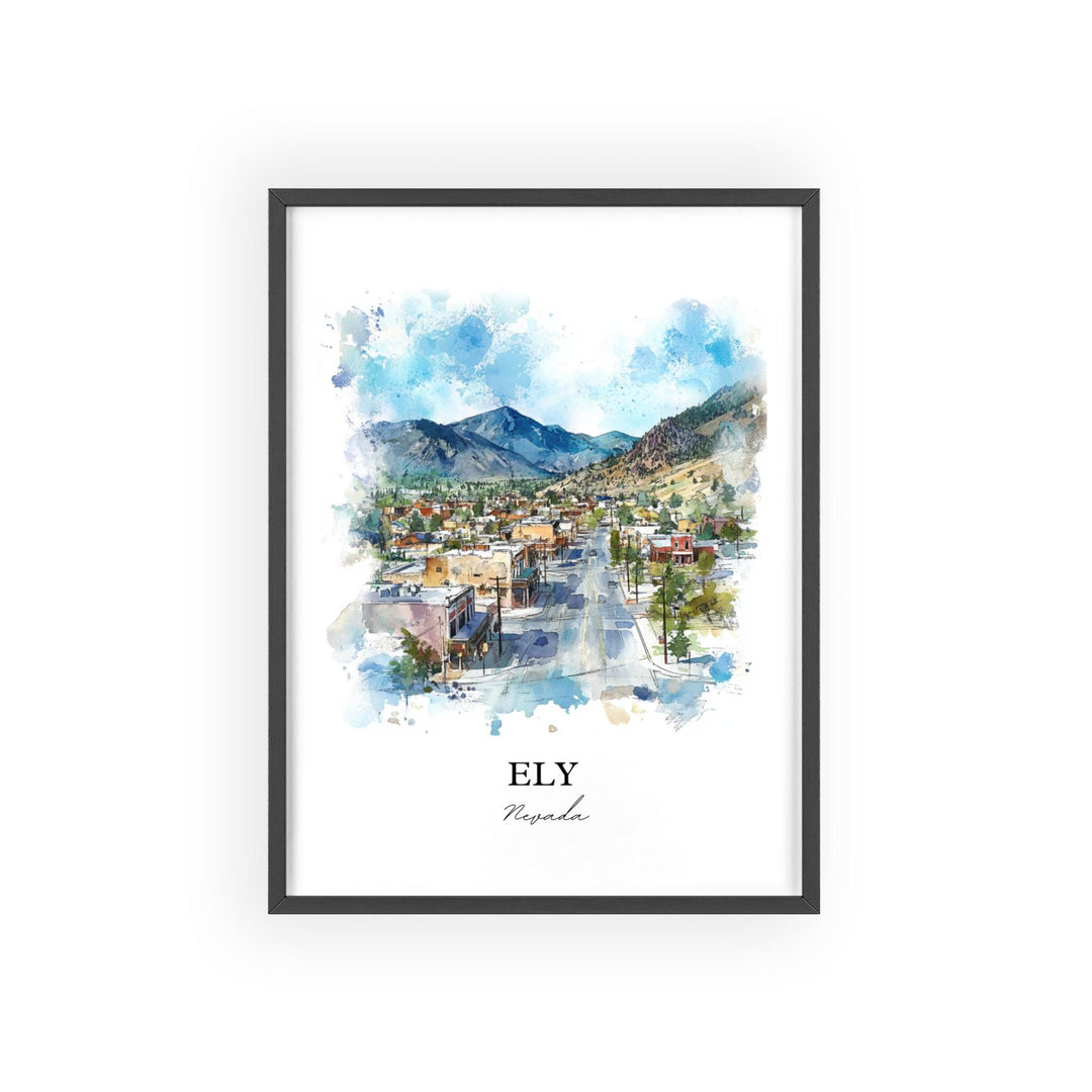 Ely Nevada Wall Art, Ely NV Print, Nevada Watercolor Art, White Pine County Gift, Travel Print, Travel Poster, Housewarming Gift