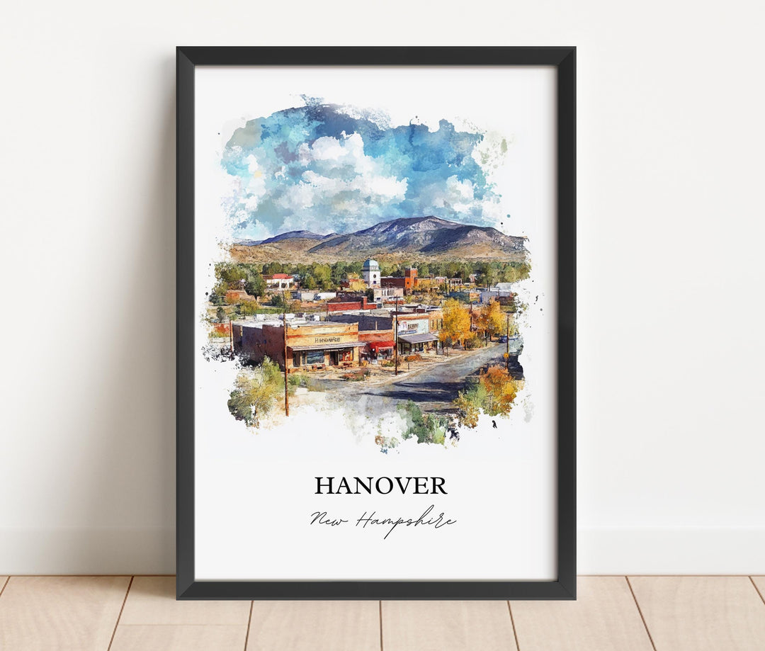 Hanover NH Wall Art, Grafton County Print, New Hampshire Watercolor Art, Hanover NH Gift, Travel Print, Travel Poster, Housewarming Gift