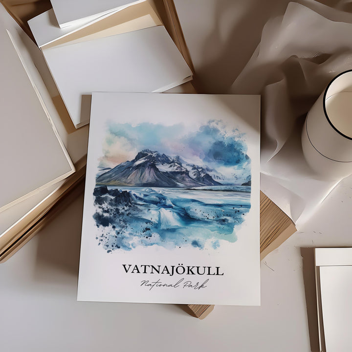 Vatnajökull National Park Wall Art, Iceland Print, Iceland Artwork, Vatnajökull Glacier Gift, Travel Print, Travel Poster, Housewarming Gift