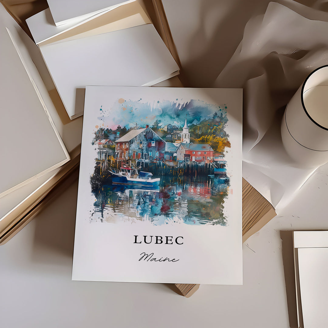 Lubec Maine Wall Art, Washington County ME Print, Lubec Watercolor Art, Lubec Maine  Gift,