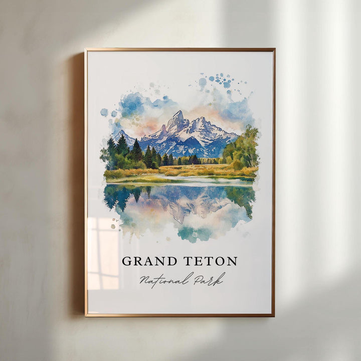 Grand Tetons Wall Art, Tetons Print, The Tetons Watercolor Art, Grand Tetons Park Gift,